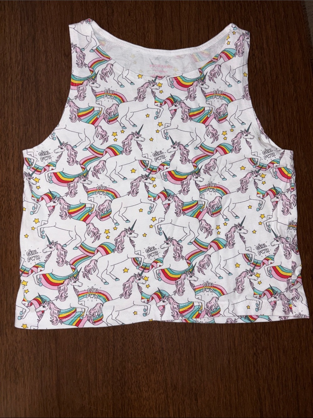 Primark White Girls Unicorn Rainbow Tank Top